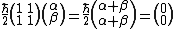 \frac{\hbar}{2} \begin{pmatrix} 1&1\\ 1&1 \end{pmatrix}\begin{pmatrix} \alpha \\ \beta\end{pmatrix}=\frac{\hbar}{2} \begin{pmatrix} \alpha+\beta \\ \alpha+\beta\end{pmatrix}=\begin{pmatrix} 0 \\ 0\end{pmatrix}